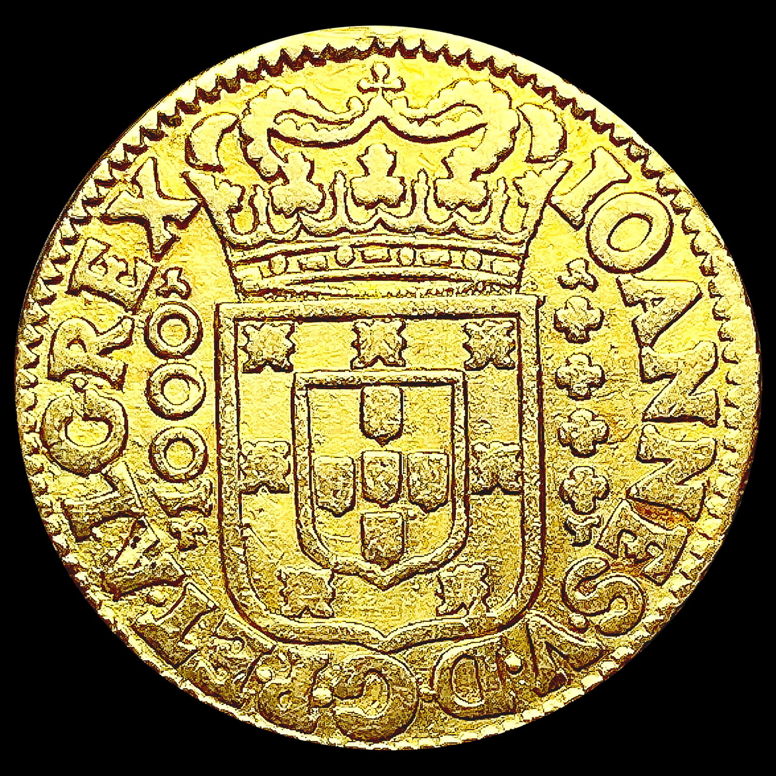 1707-1750 Portugal .0773oz Gold 1000 Reis CLOSELY: 1707-1750 Portugal .0773oz Gold 1000 Reis CLOSELY