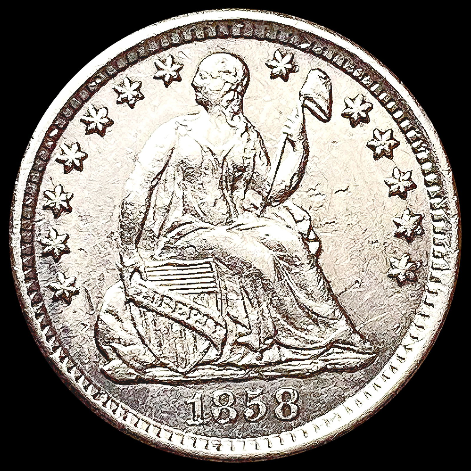 1858-O Seated Liberty Half Dime UNCIRCULATED (1 of 2)