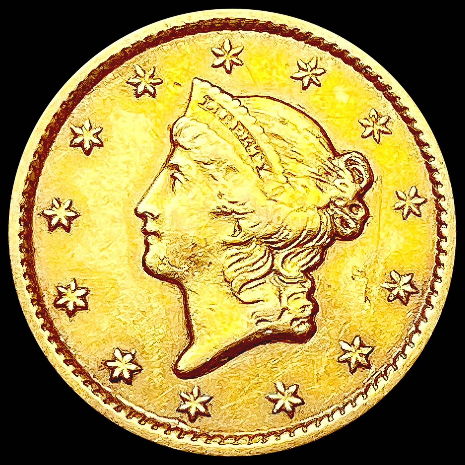 1849 Cld Wreath Rare Gold Dollar NEARLY UNCIRCULAT: 1849 Cld Wreath Rare Gold Dollar NEARLY UNCIRCULAT