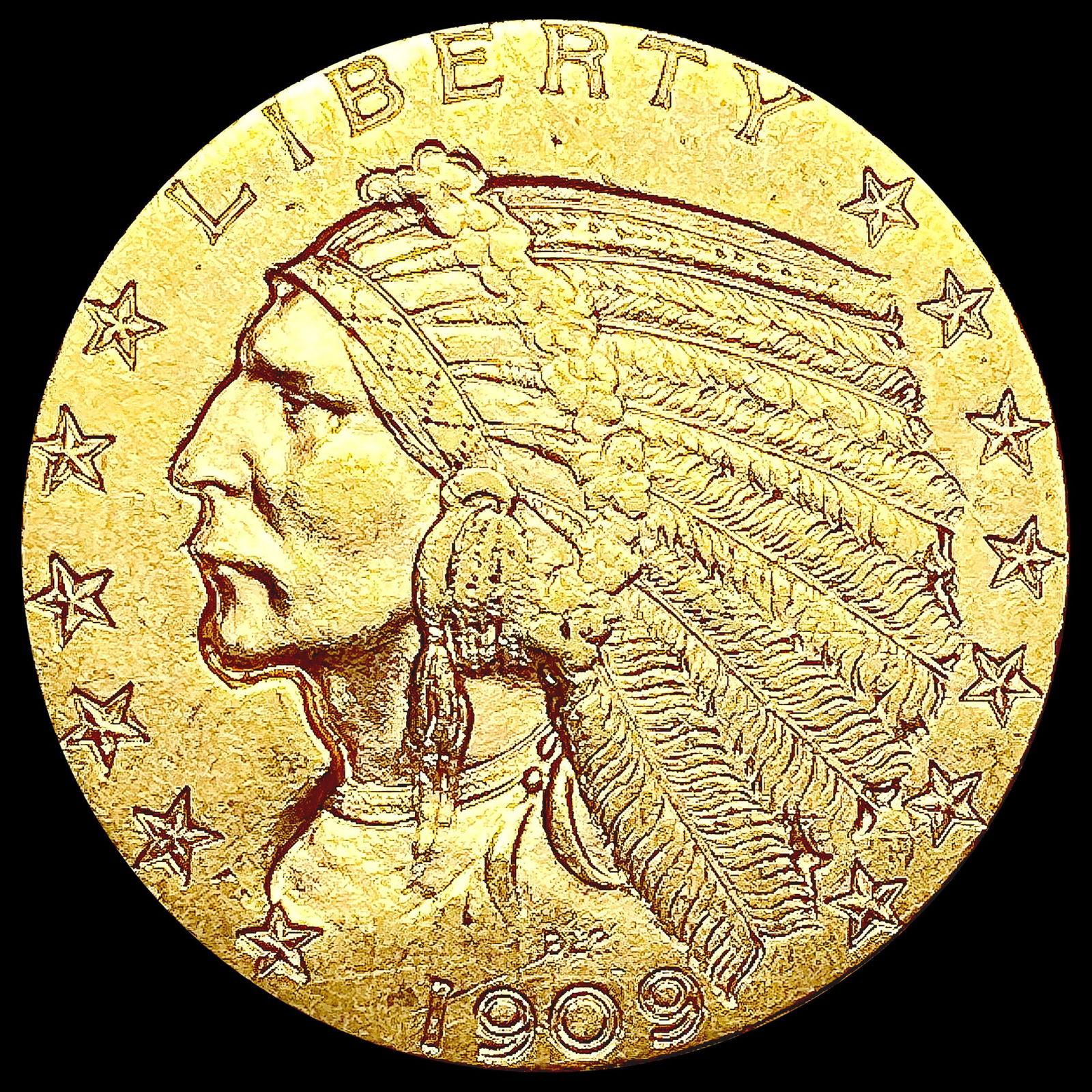 1909 $5 Gold Half Eagle CHOICE AU (1 of 2)