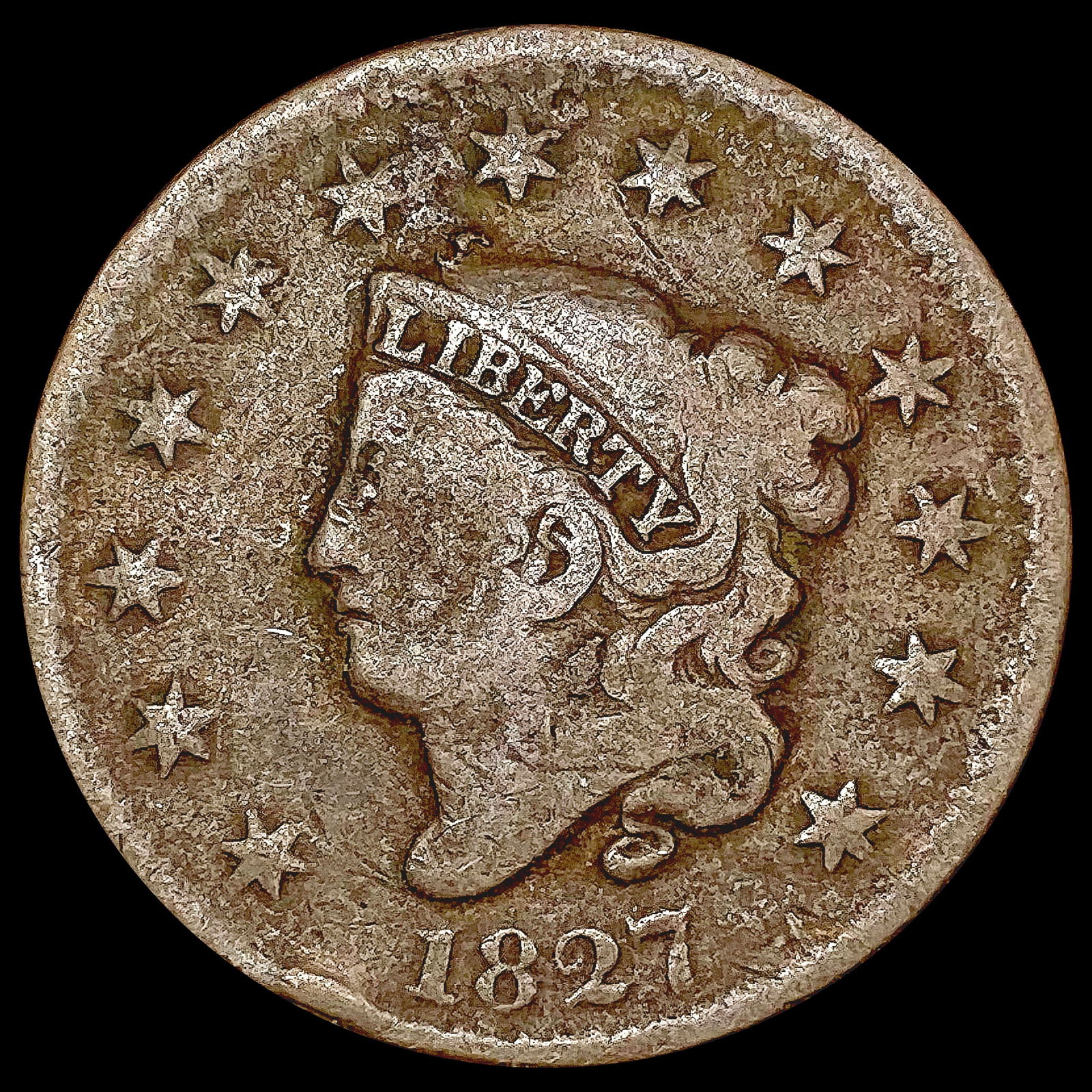 1827 Coronet Head Large Cent NICELY CIRCULATED (1 of 2)
