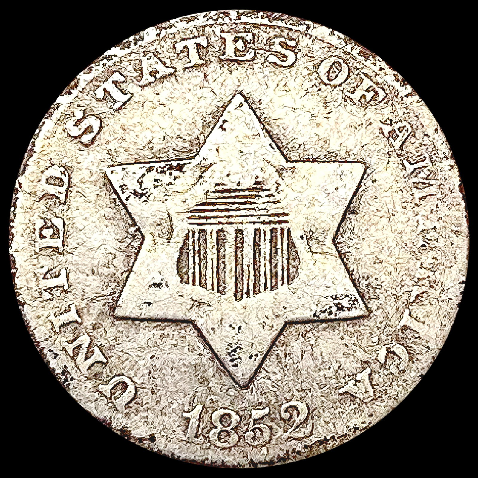 1852 Silver Three Cent NICELY CIRCULATED (1 of 2)