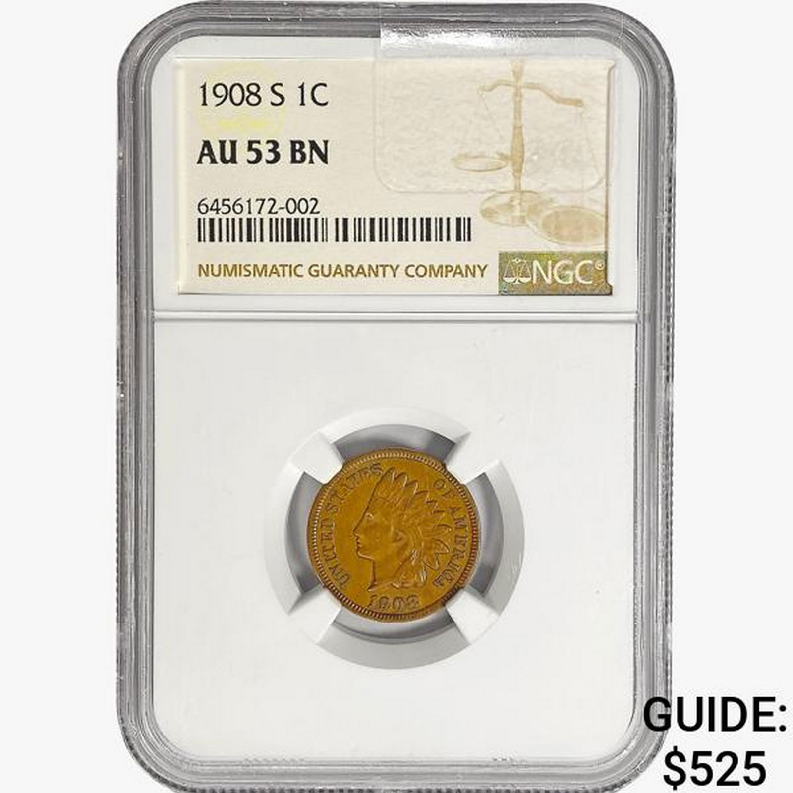 1908-S Indian Head Cent NGC AU53 BN (1 of 2)