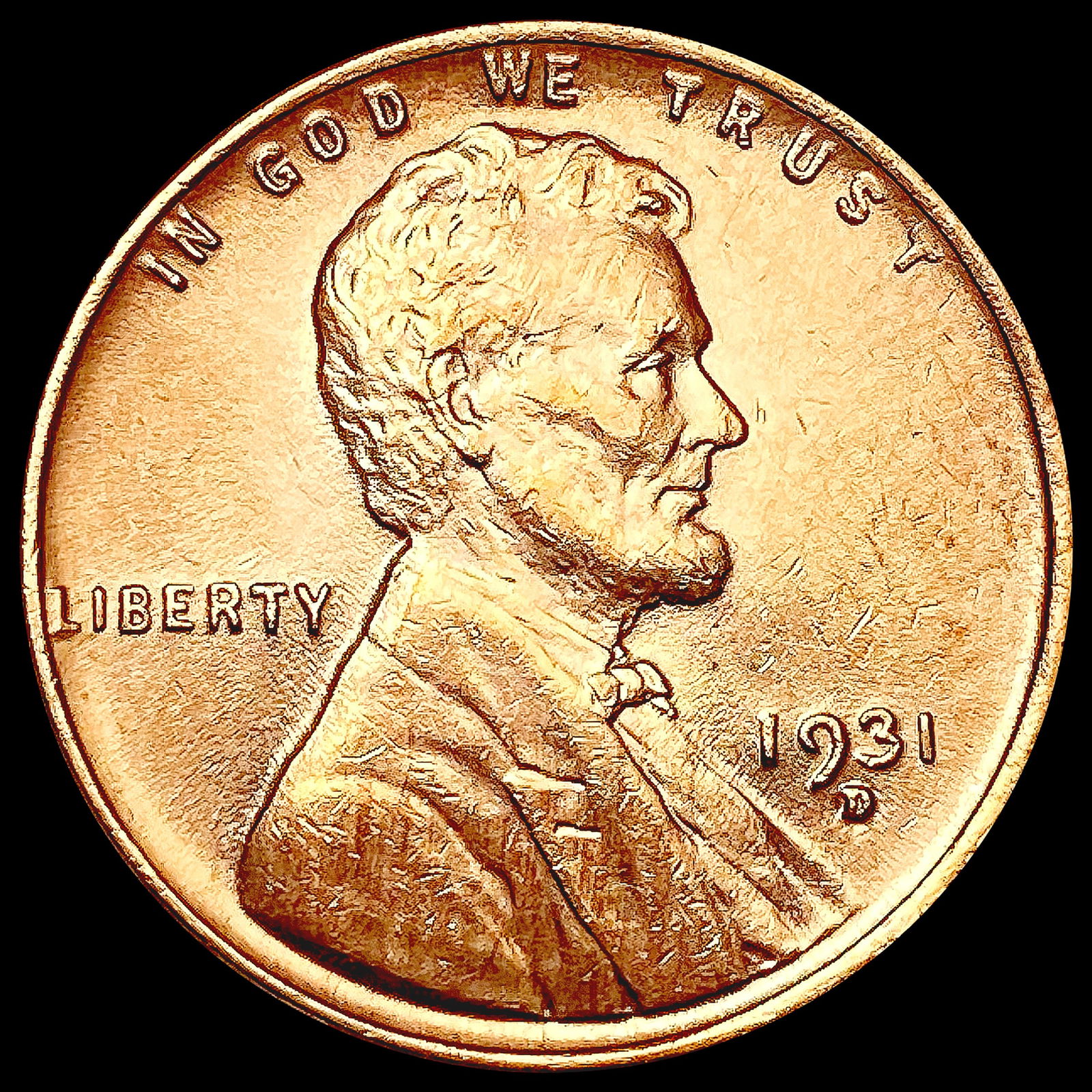 1931-D RED Wheat Cent CHOICE BU (1 of 2)