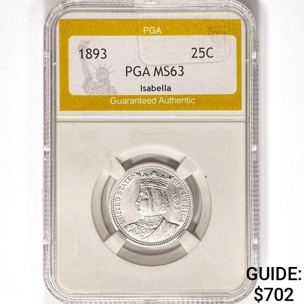 1893 Isabella Silver Quarter PGA MS63 (1 of 2)