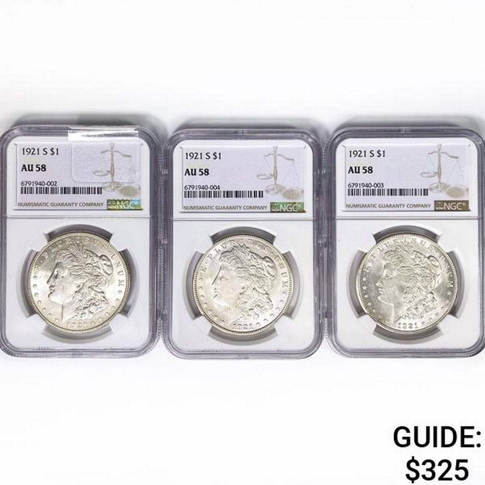 [3] 1921-S Morgan Silver Dollars NGC AU58 (1 of 2)