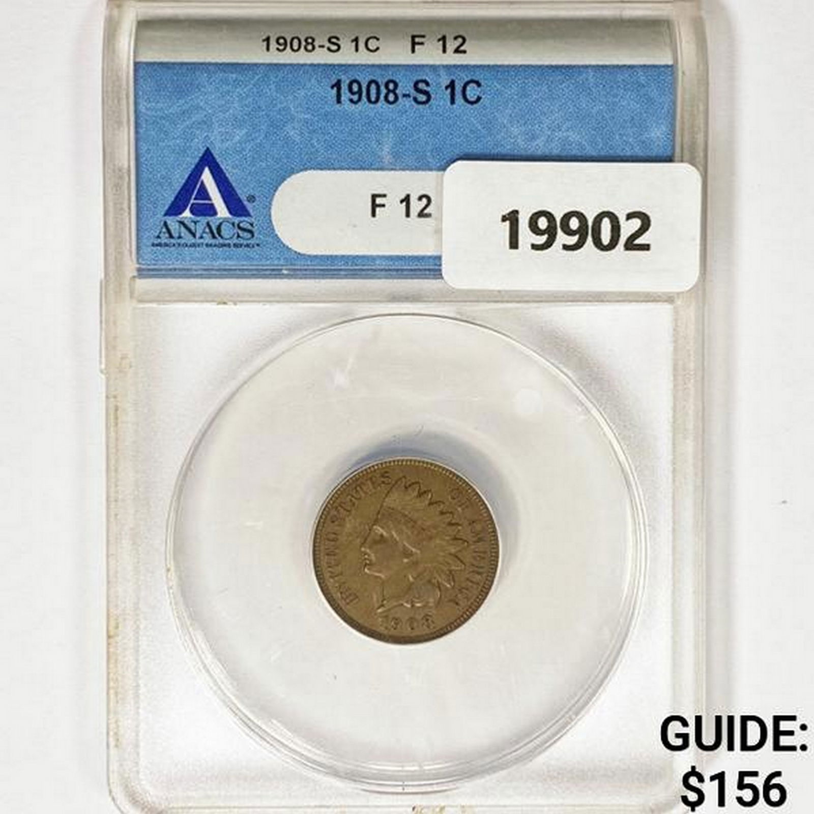 1908-S Indian Head Cent ANACS F12 (1 of 2)