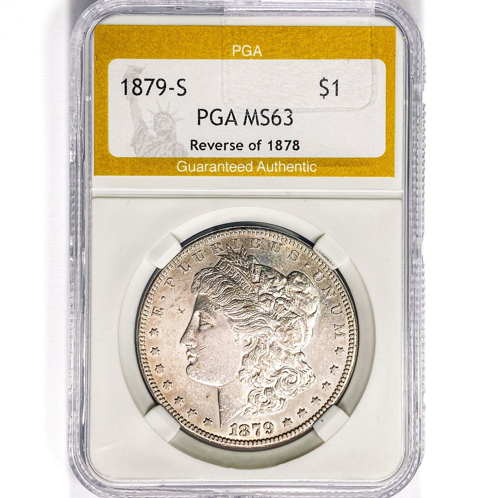 1879-S Morgan Silver Dollar PGA MS63 REV 78 (1 of 2)