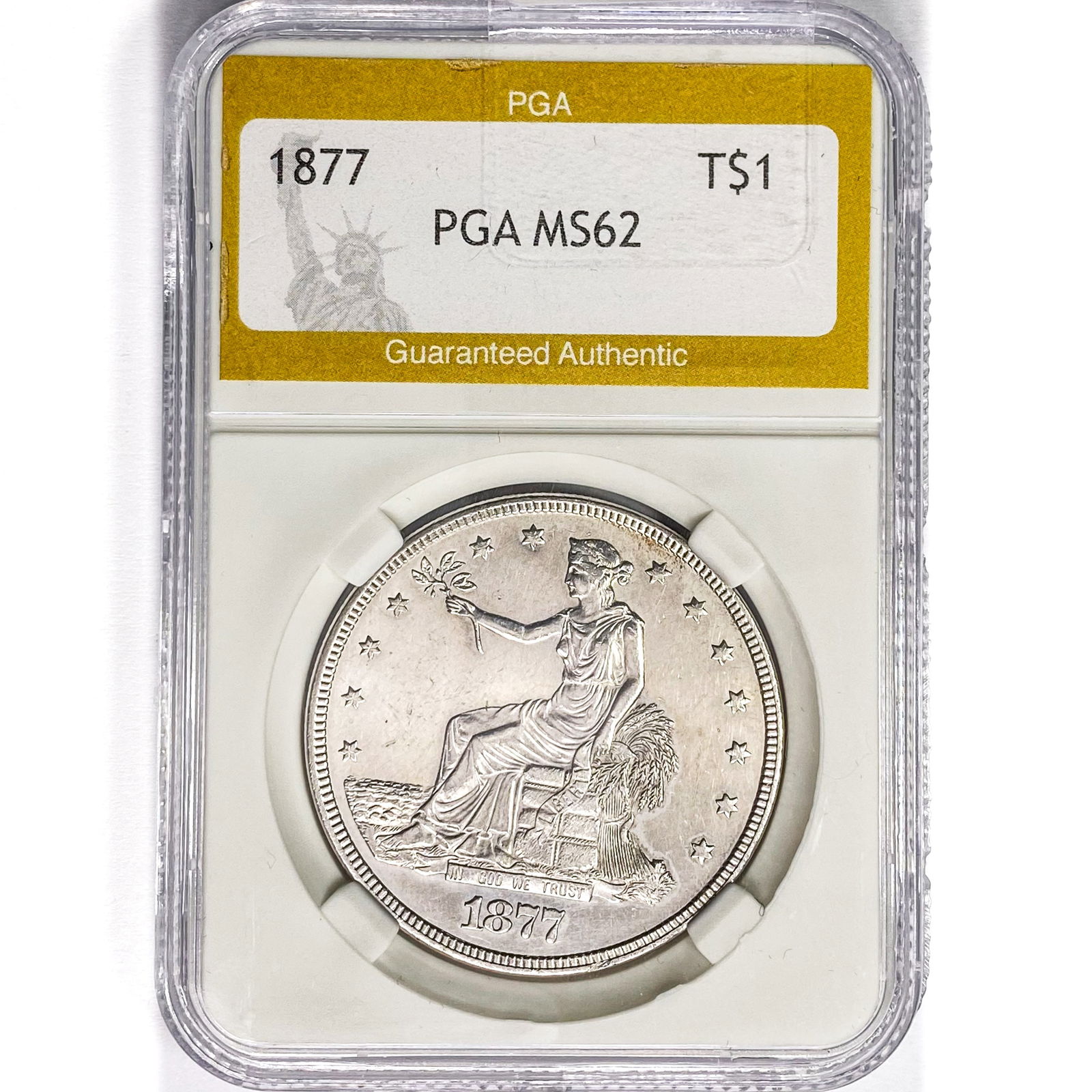 1877 Silver Trade Dollar PGA MS62 (1 of 2)