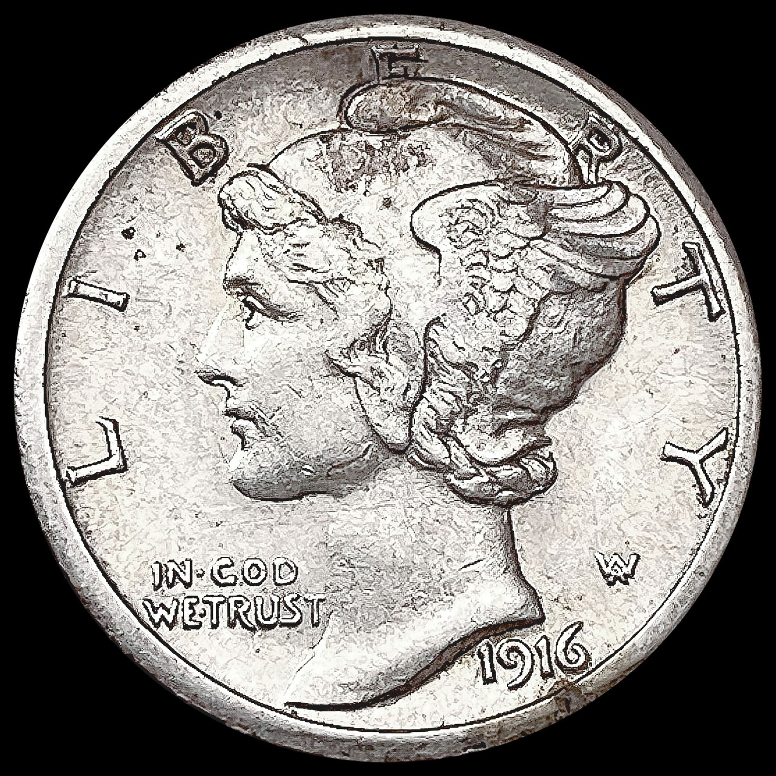 1916-S Mercury Dime NEARLY UNCIRCULATED (1 of 2)
