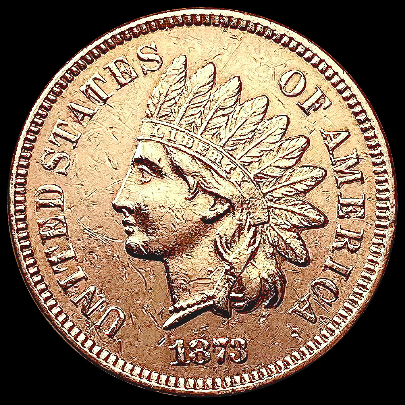 1873 RED Indian Head Cent CHOICE AU (1 of 2)