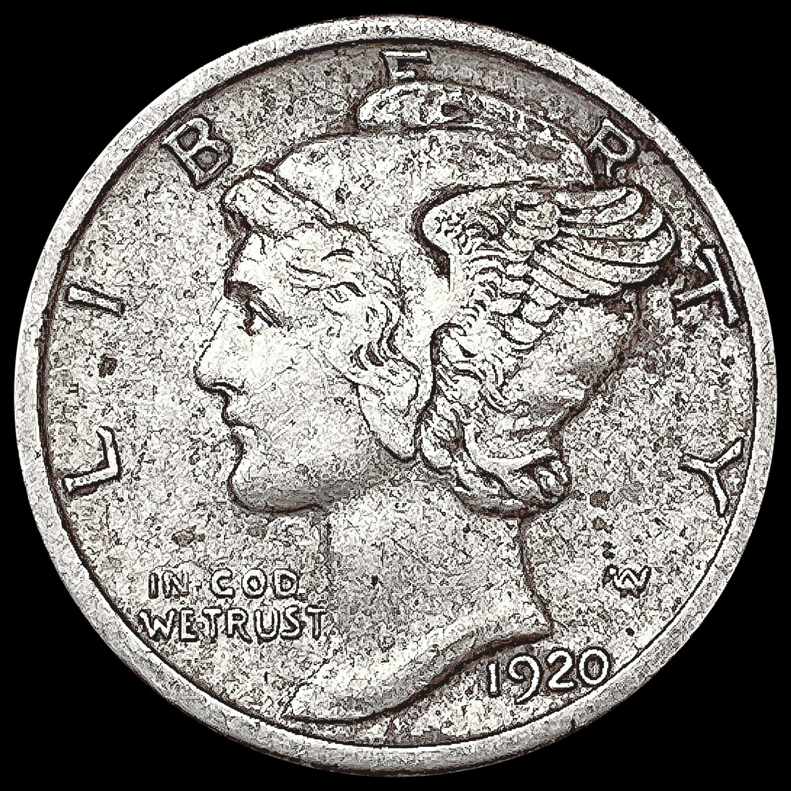 1920-D Mercury Dime NEARLY UNCIRCULATED (1 of 2)