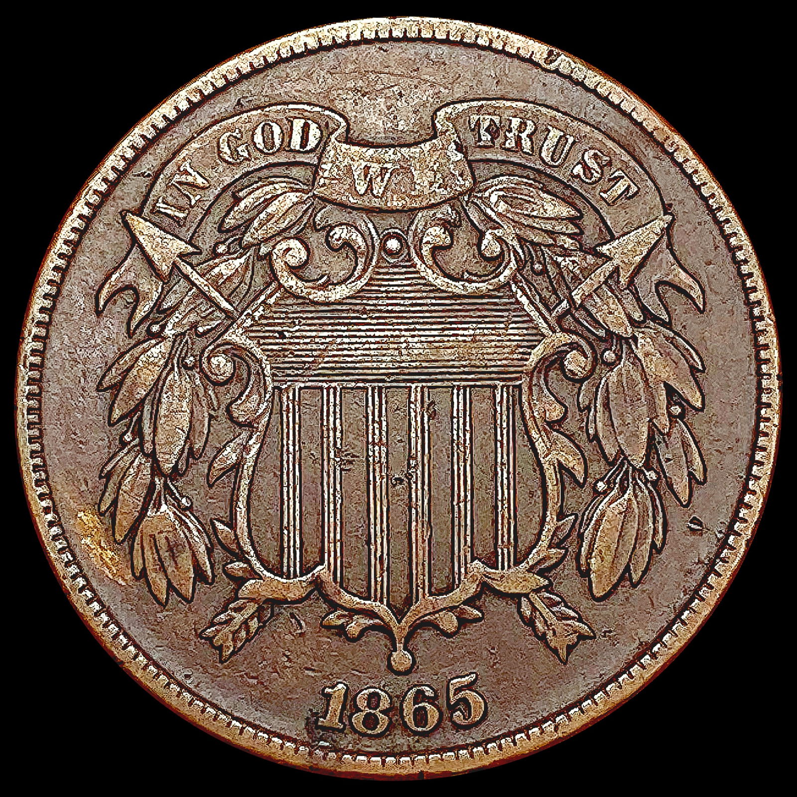 1865 Two Cent Piece NEARLY UNCIRCULATED (1 of 2)