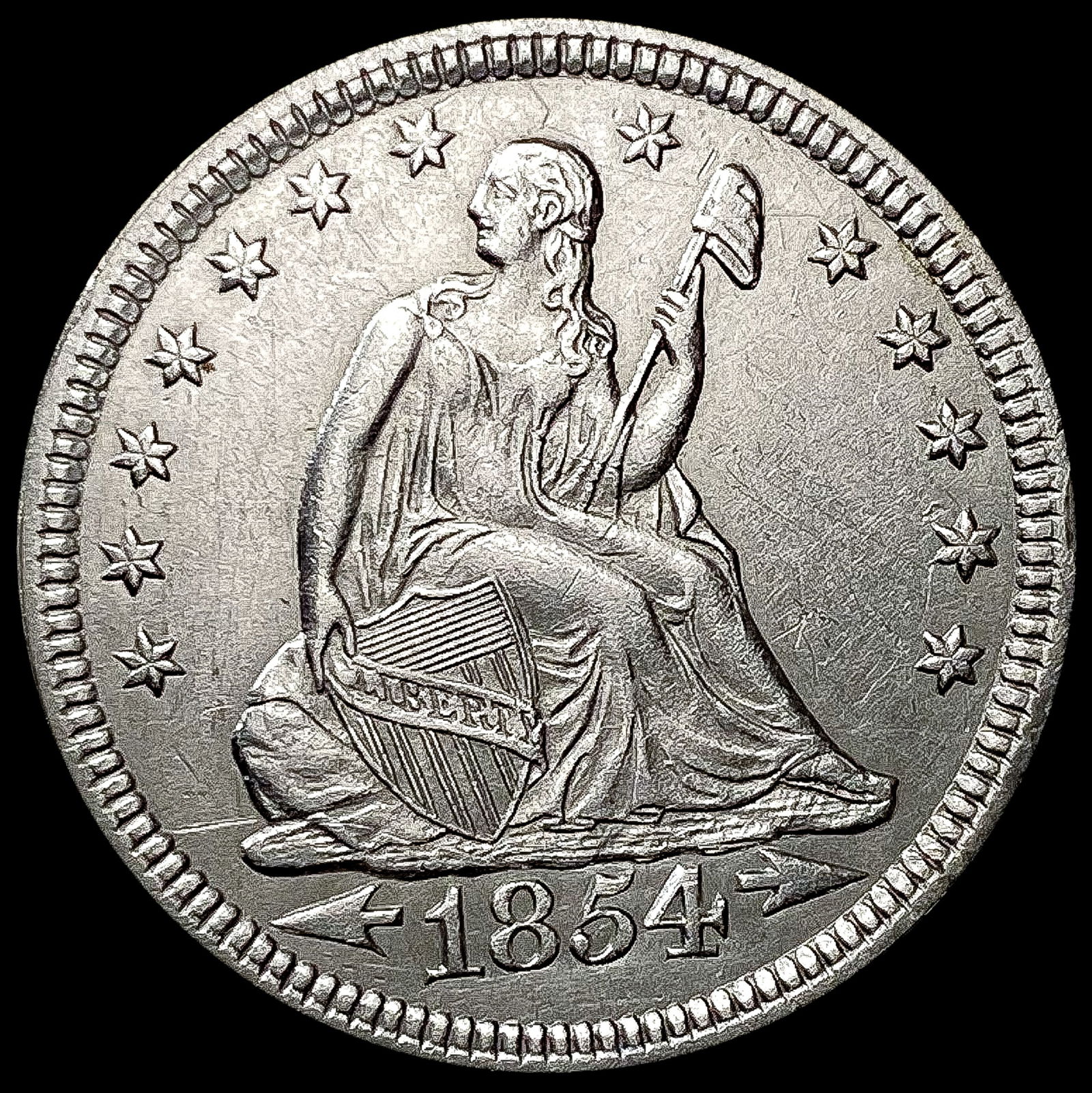 1854 Arws Seated Liberty Quarter UNCIRCULATED (1 of 2)