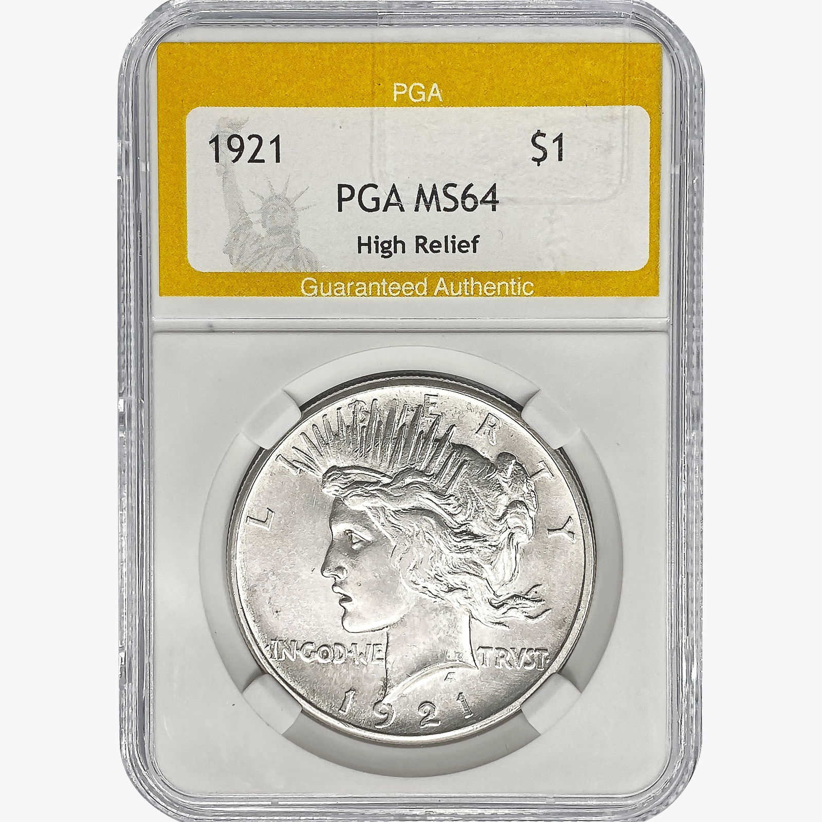 1921 Silver Peace Dollar PGA MS64 High Relief (1 of 2)