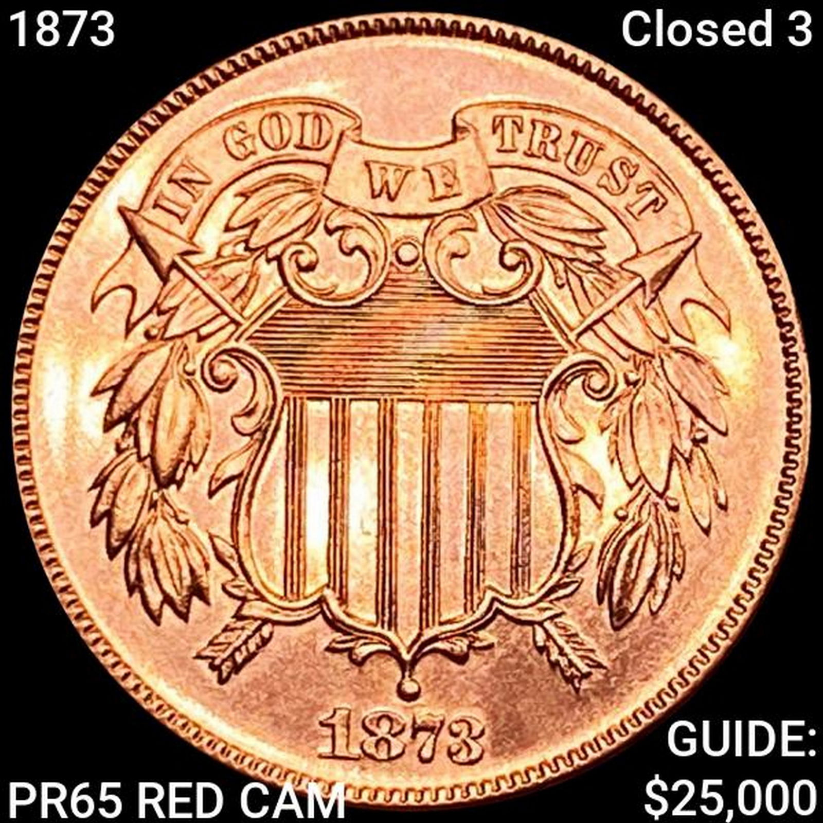 1873 Closed 3 Two Cent Piece GEM PROOF RED (1 of 2)
