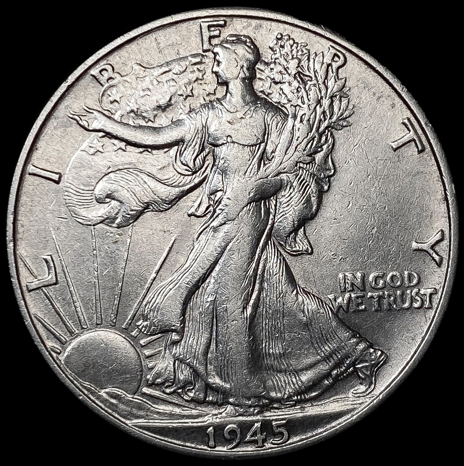 1945-D Walking Liberty Half Dollar CLOSELY UNCIRCU: 1945-D Walking Liberty Half Dollar CLOSELY UNCIRCU