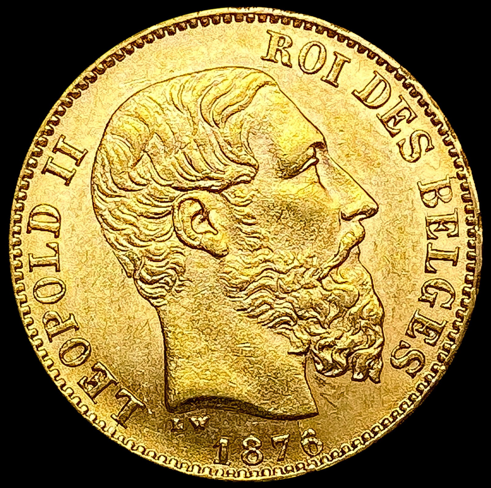 1876 Belgium .1867oz Gold 20 Francs UNCIRCULATED: 1876 Belgium .1867oz Gold 20 Francs UNCIRCULATED