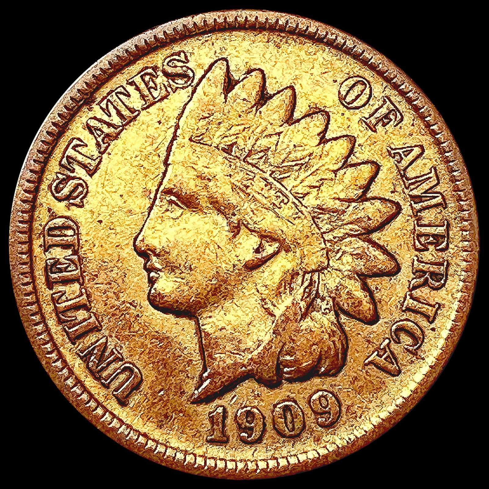 1909-S Indian Head Cent ABOUT UNCIRCULATED (1 of 2)