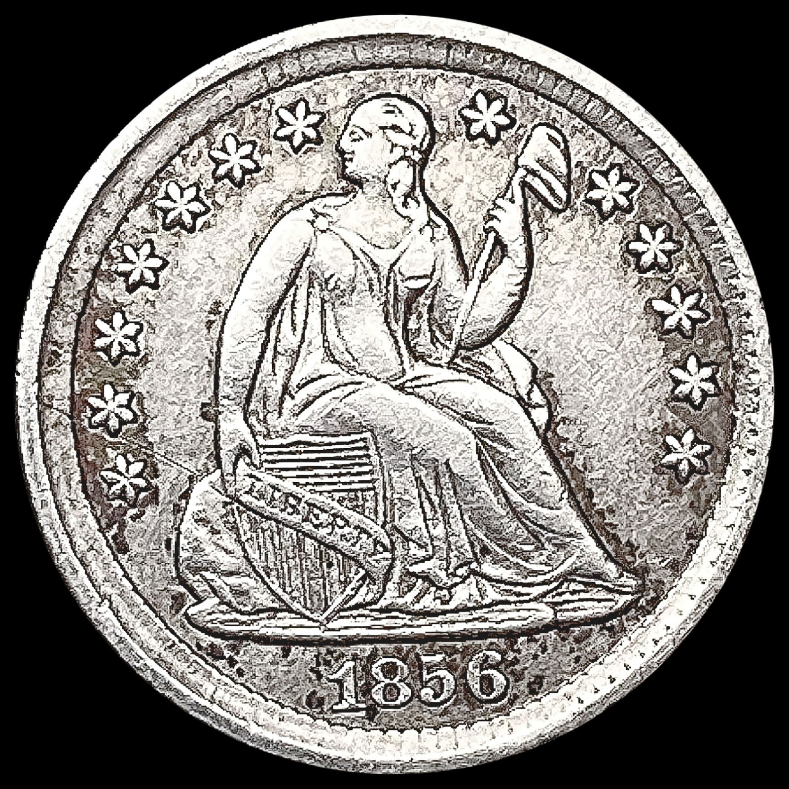 1856 Seated Liberty Half Dime CLOSELY UNCIRCULATED (1 of 2)