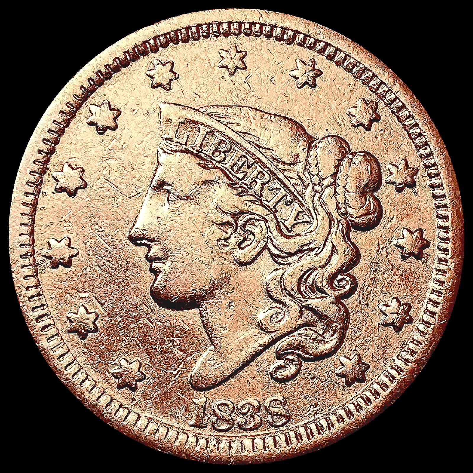 1838 Braided Hair Large Cent NEARLY UNCIRCULATED (1 of 2)