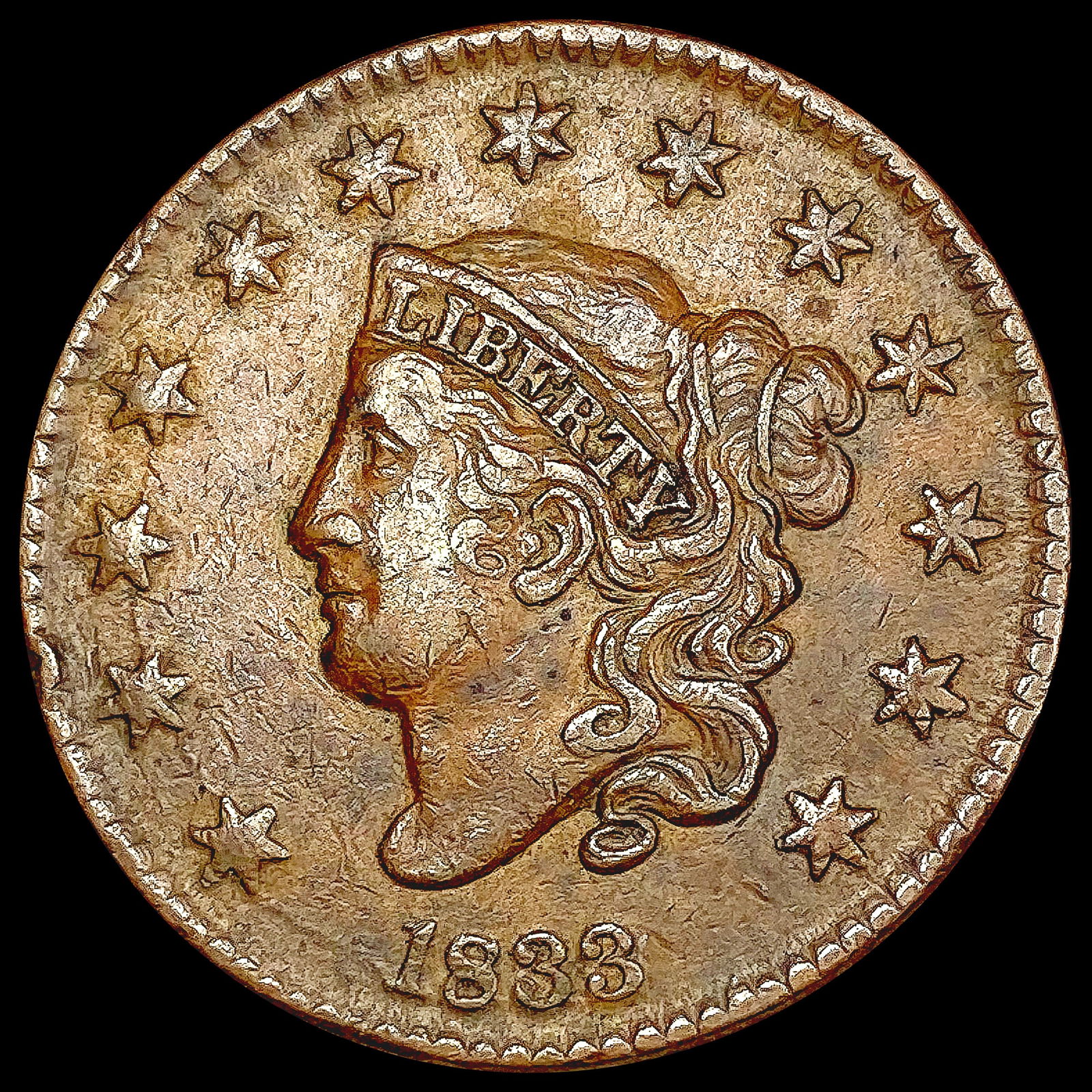 1833 Coronet Head Large Cent NEARLY UNCIRCULATED (1 of 2)