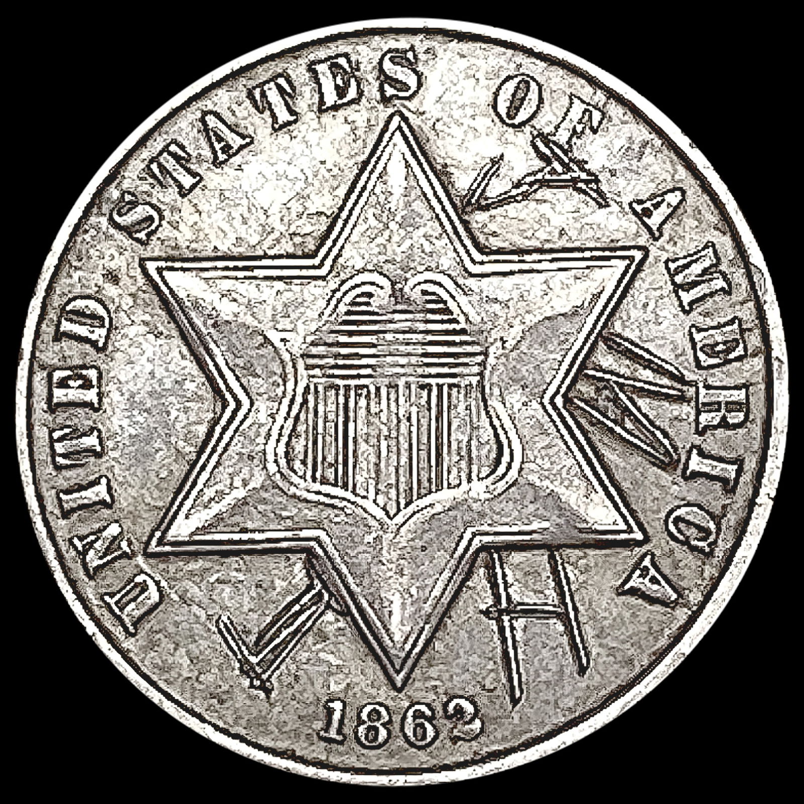 1862 Silver Three Cent LIGHTLY CIRCULATED (1 of 2)