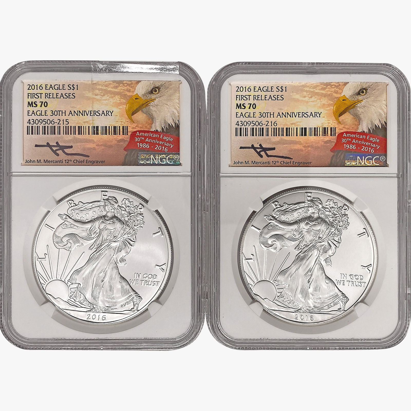 [2] 2016 American 1oz Silver Eagles NGC MS70 1st I (1 of 2)