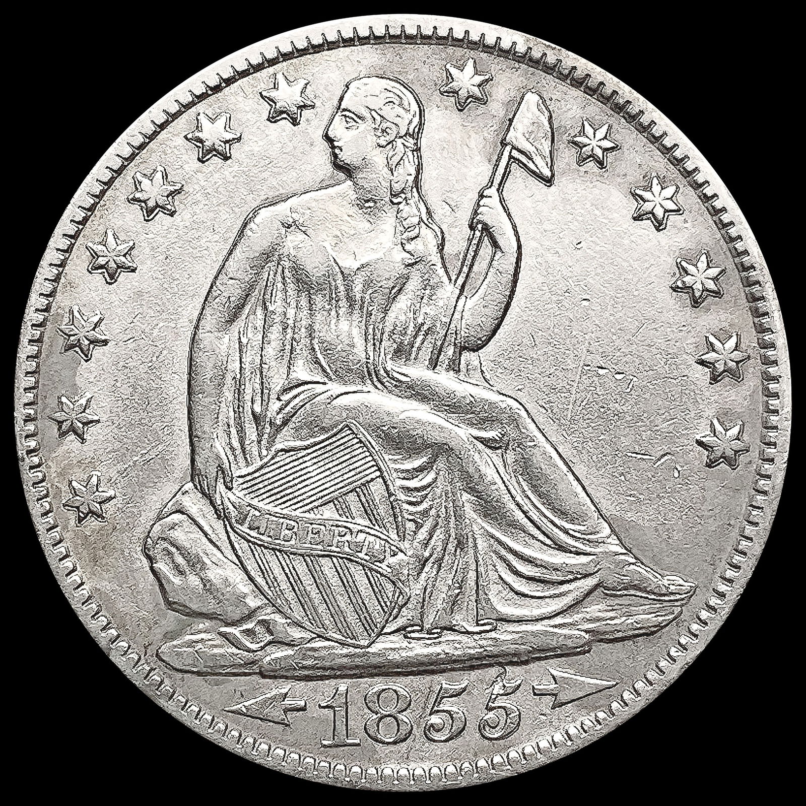 1855-O Seated Liberty Half Dollar CLOSELY UNCIRCUL (1 of 2)