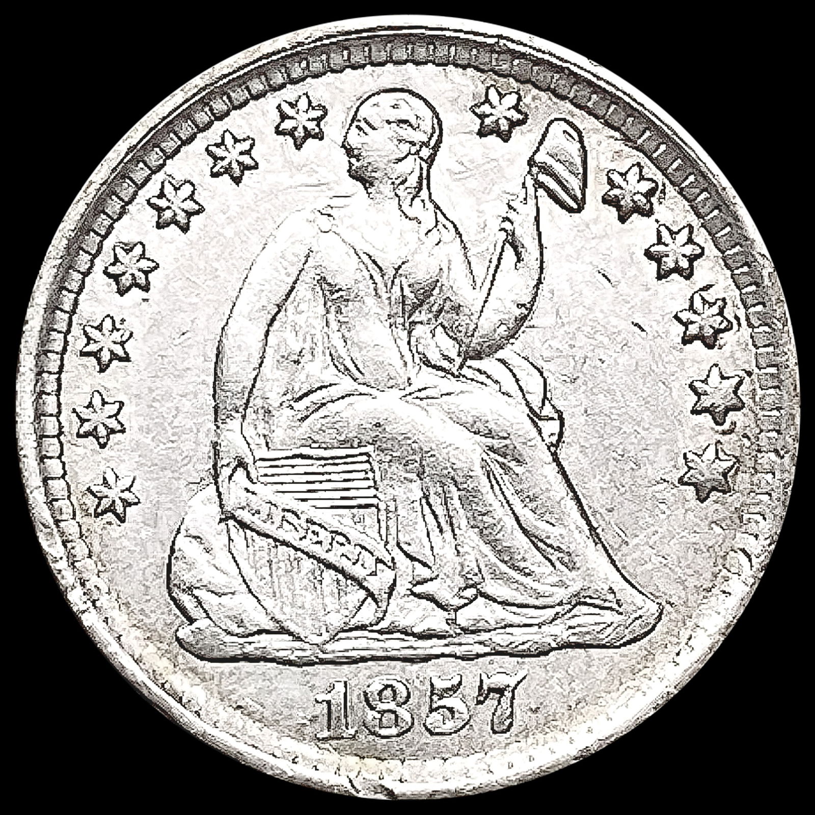 1857 Seated Liberty Half Dime CHOICE AU (1 of 2)