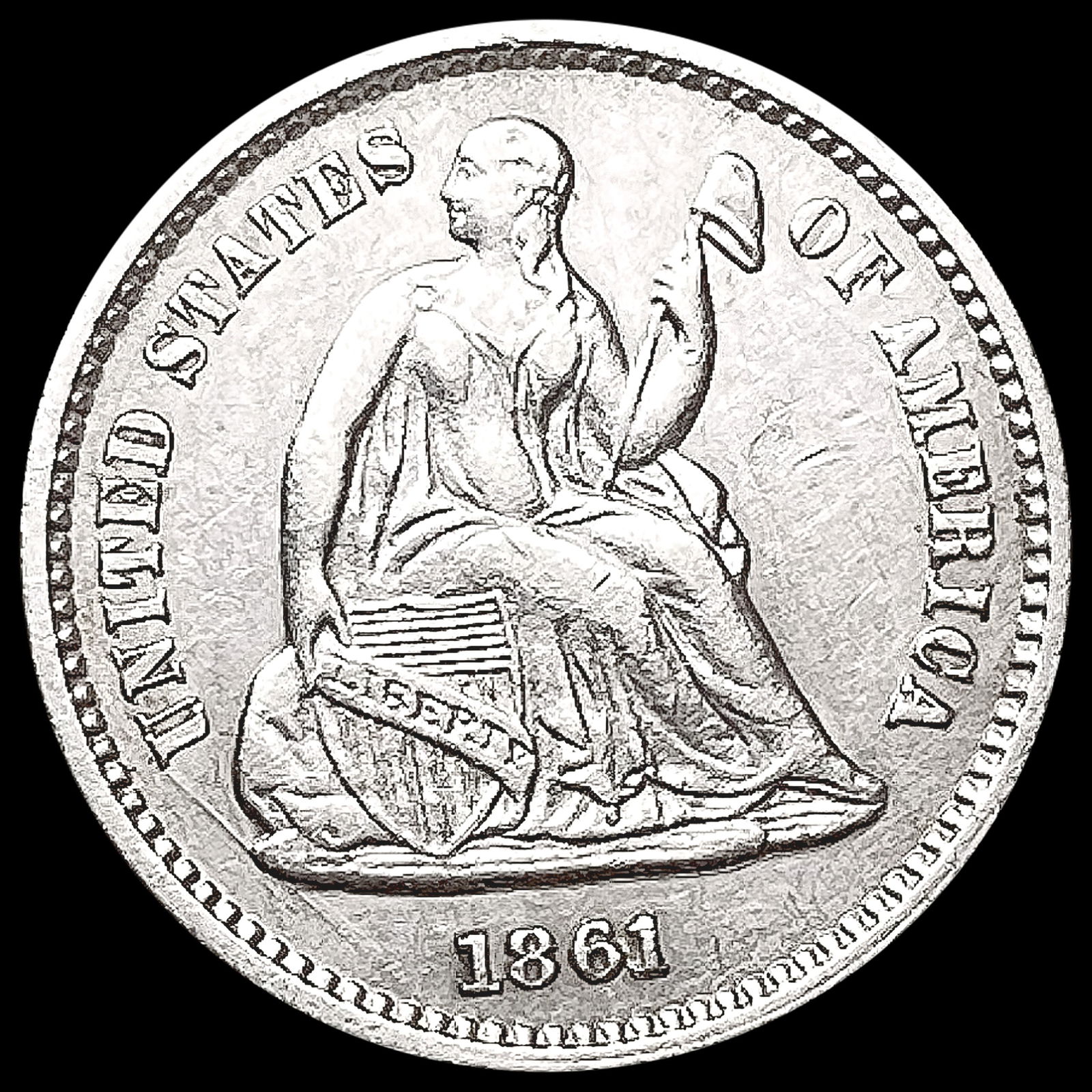 1861 Seated Liberty Half Dime CLOSELY UNCIRCULATED (1 of 2)