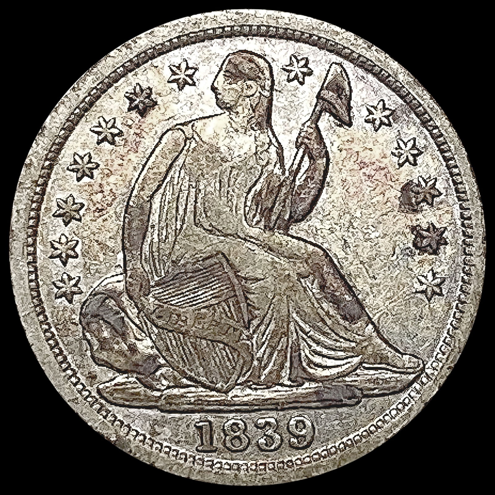1839 Seated Liberty Half Dime NEARLY UNCIRCULATED (1 of 2)