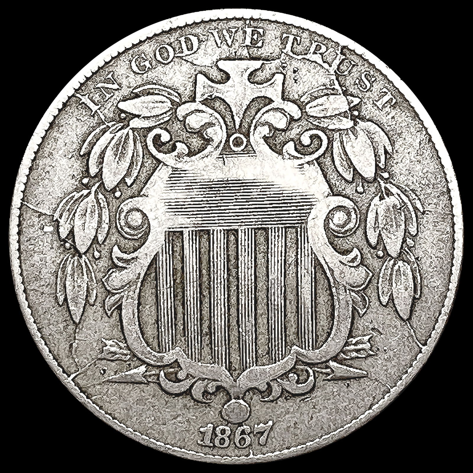 1867 No Rays Shield Nickel NEARLY UNCIRCULATED (1 of 2)