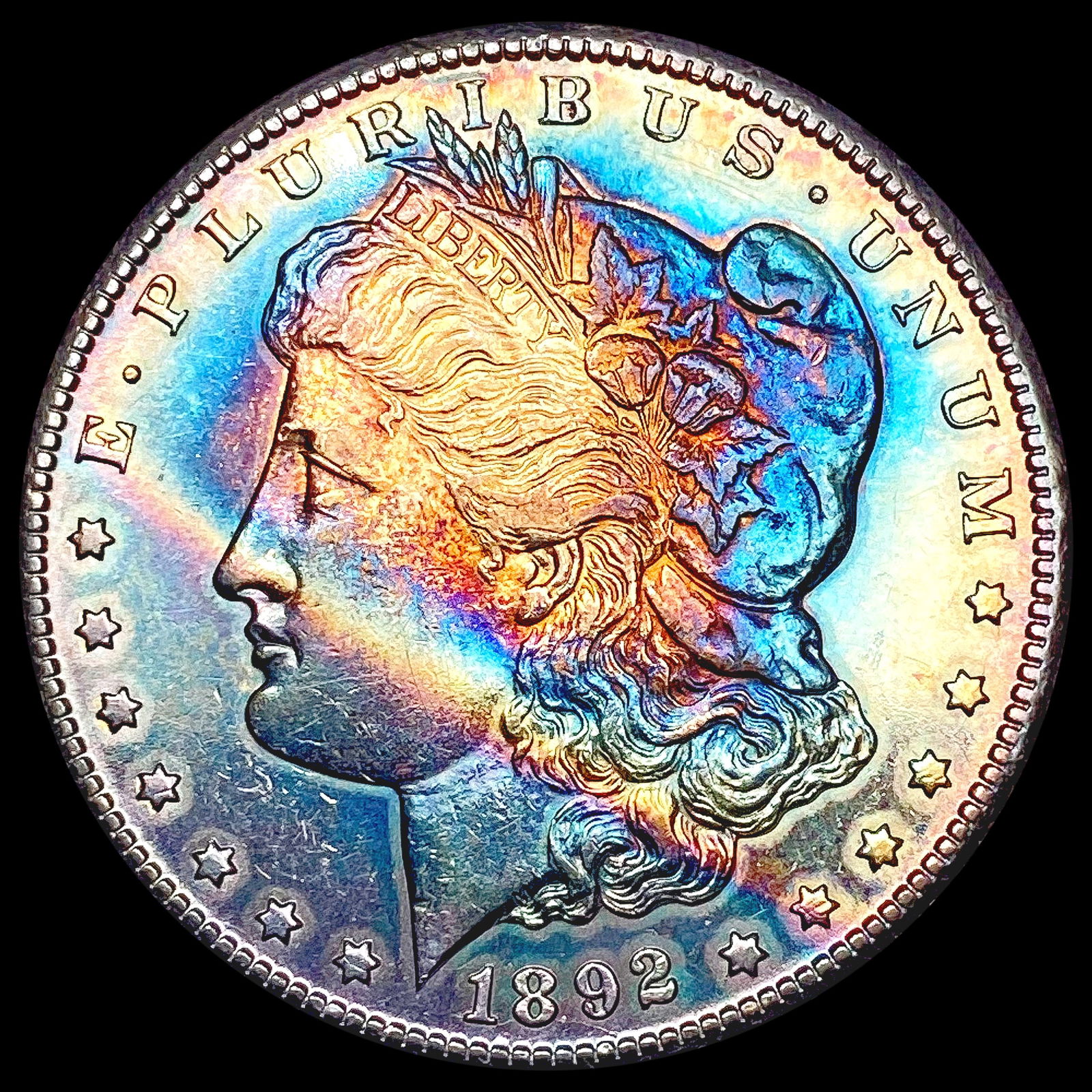 1892-CC Toned Morgan Silver Dollar CHOICE BU (1 of 2)