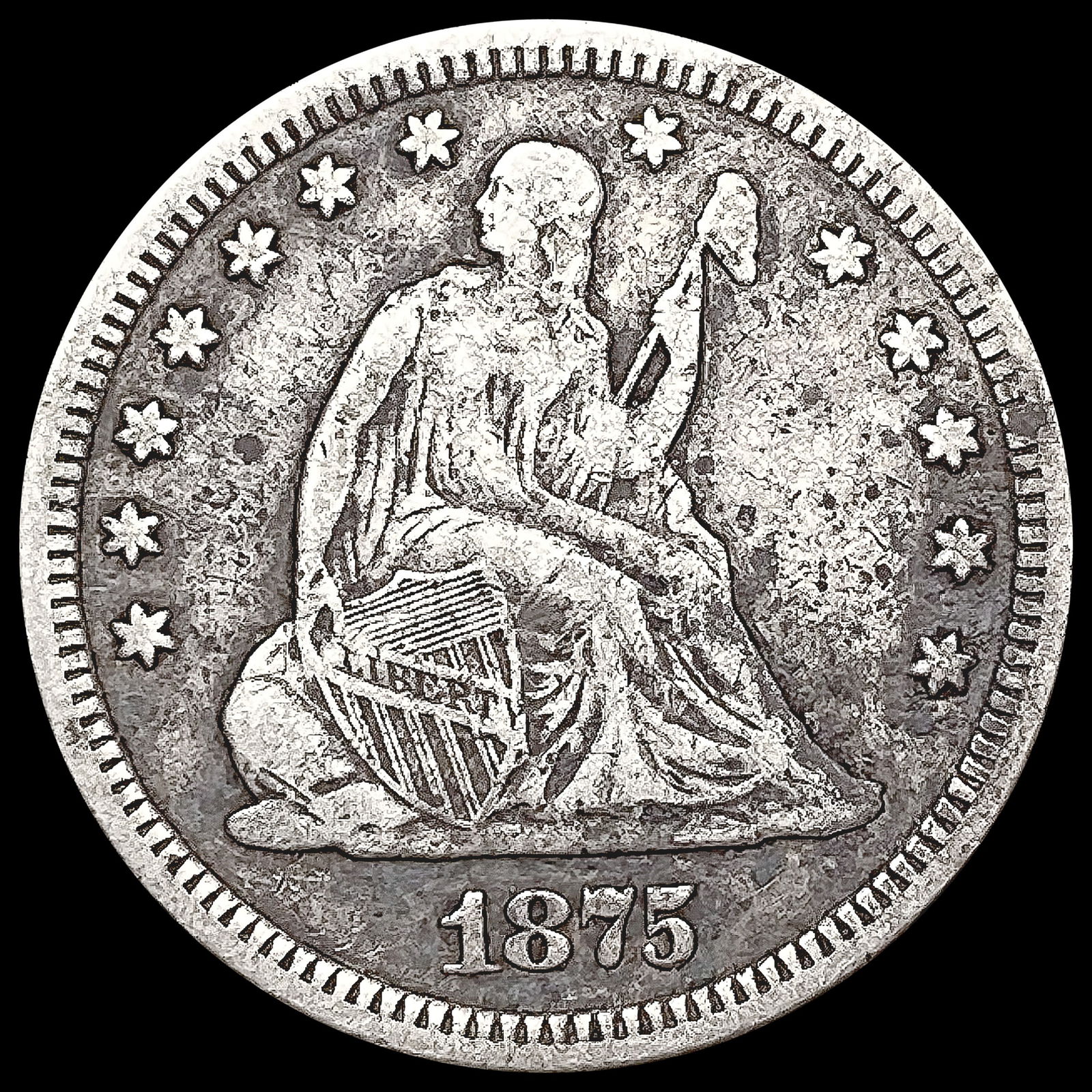 1875 Seated Liberty Quarter NEARLY UNCIRCULATED (1 of 2)