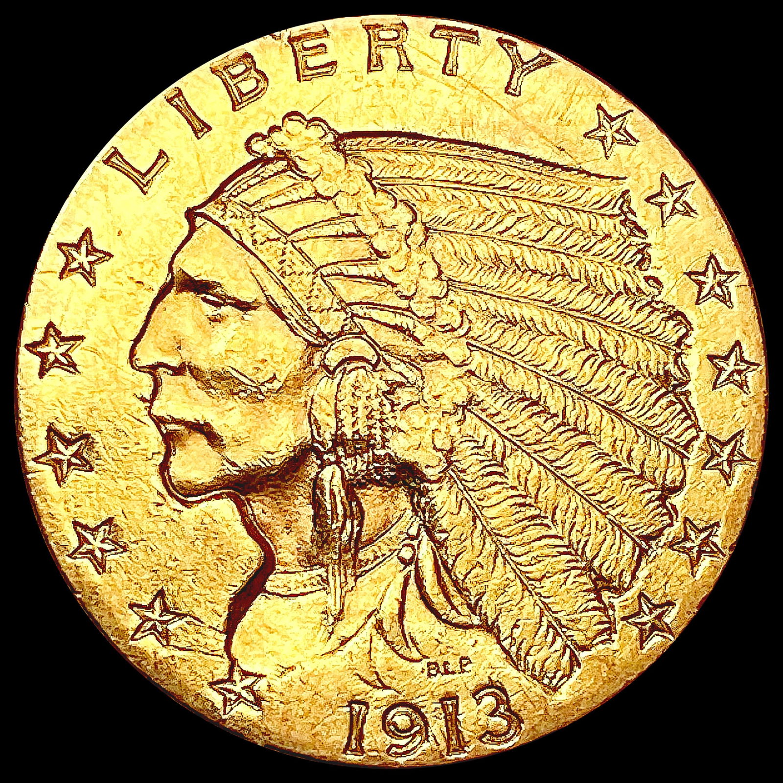 1913 $2.50 Gold Quarter Eagle CLOSELY UNCIRCULATED (1 of 2)