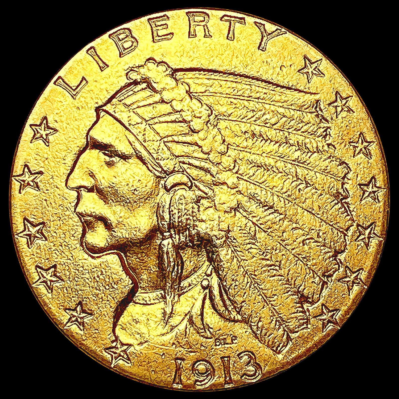 1913 $2.50 Gold Quarter Eagle CLOSELY UNCIRCULATED (1 of 2)