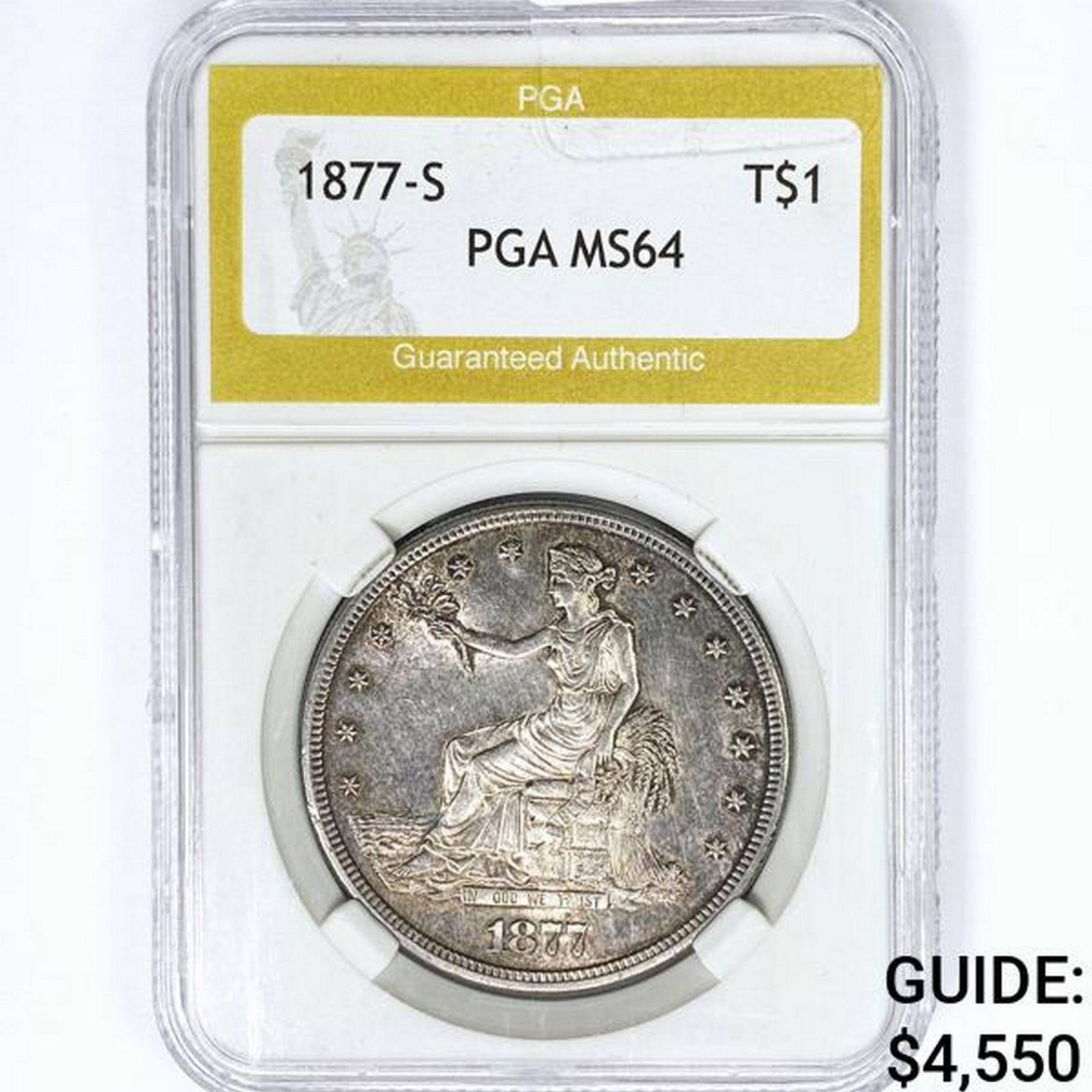 1877-S Silver Trade Dollar PGA MS64 (1 of 2)