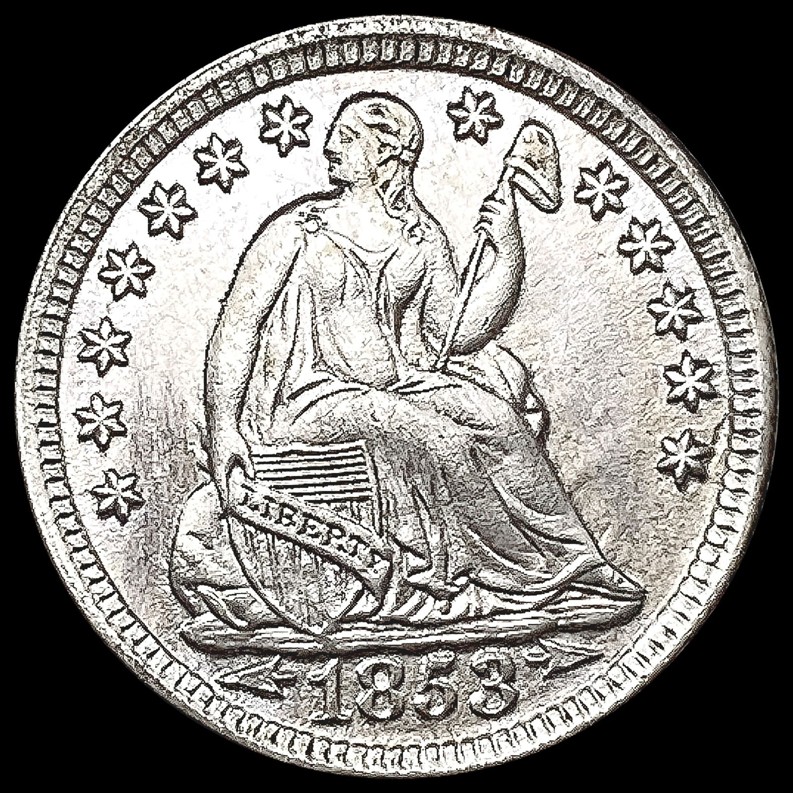 1853 Arws Seated Liberty Half Dime UNCIRCULATED (1 of 2)