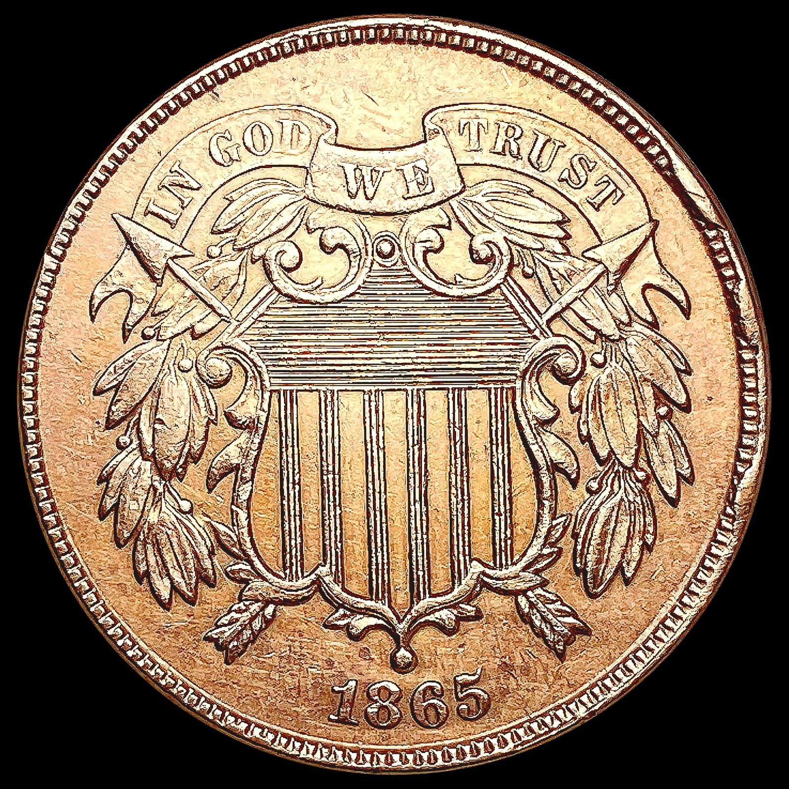 1865 RED Two Cent Piece UNCIRCULATED (1 of 2)