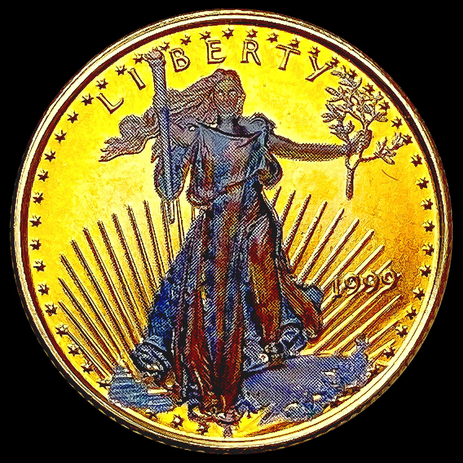 Painted 1999 US 1/10oz Gold $5 Eagle SUPERB GEM BU (1 of 2)