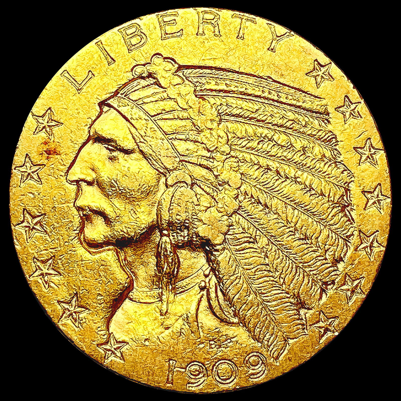 1909-D $5 Gold Half Eagle NEARLY UNCIRCULATED (1 of 2)
