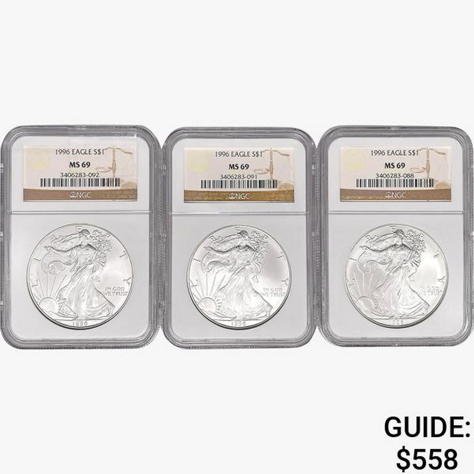 [3] 1996 Silver Eagle NGC MS69 (1 of 2)