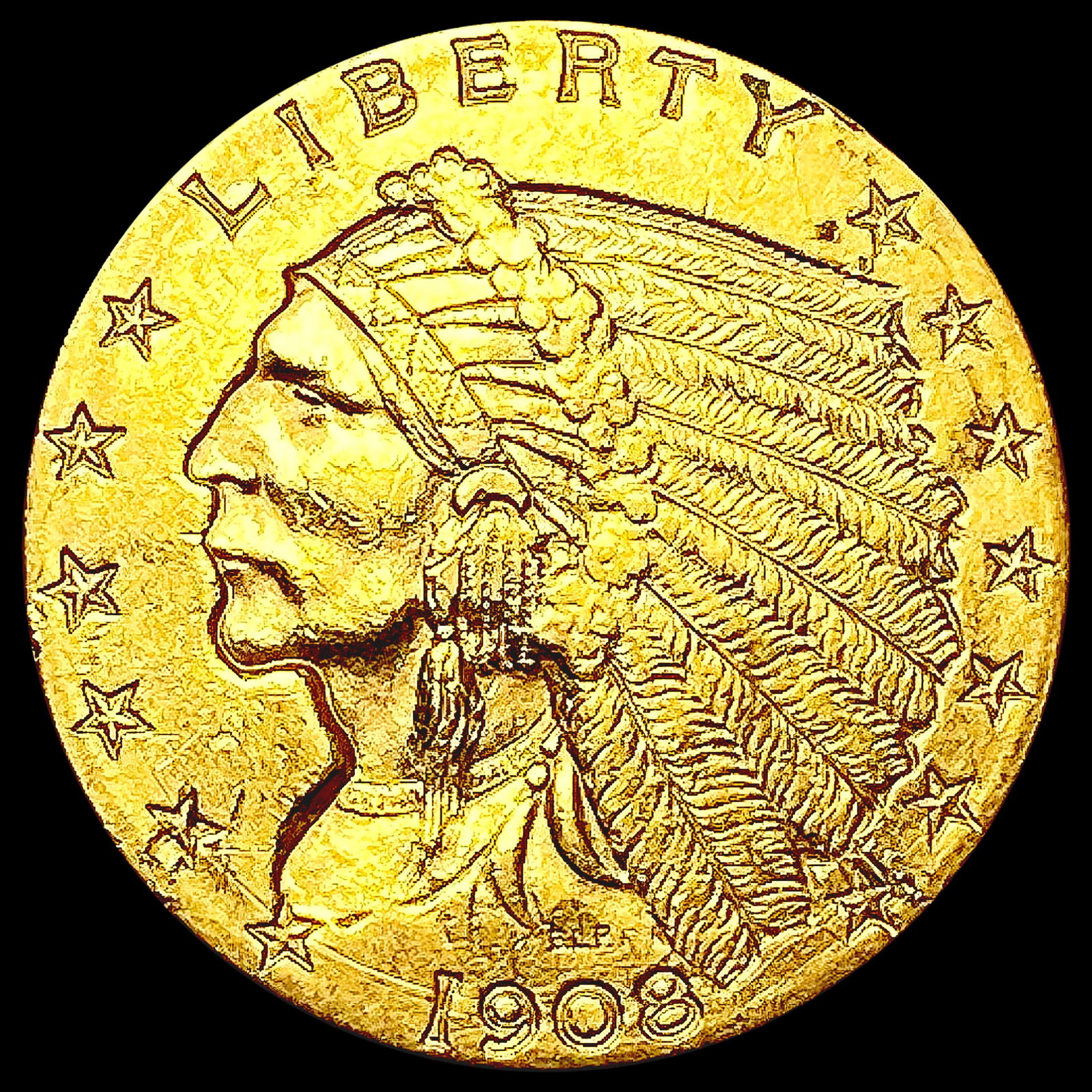 1908 $2.50 Gold Quarter Eagle CLOSELY UNCIRCULATED (1 of 2)
