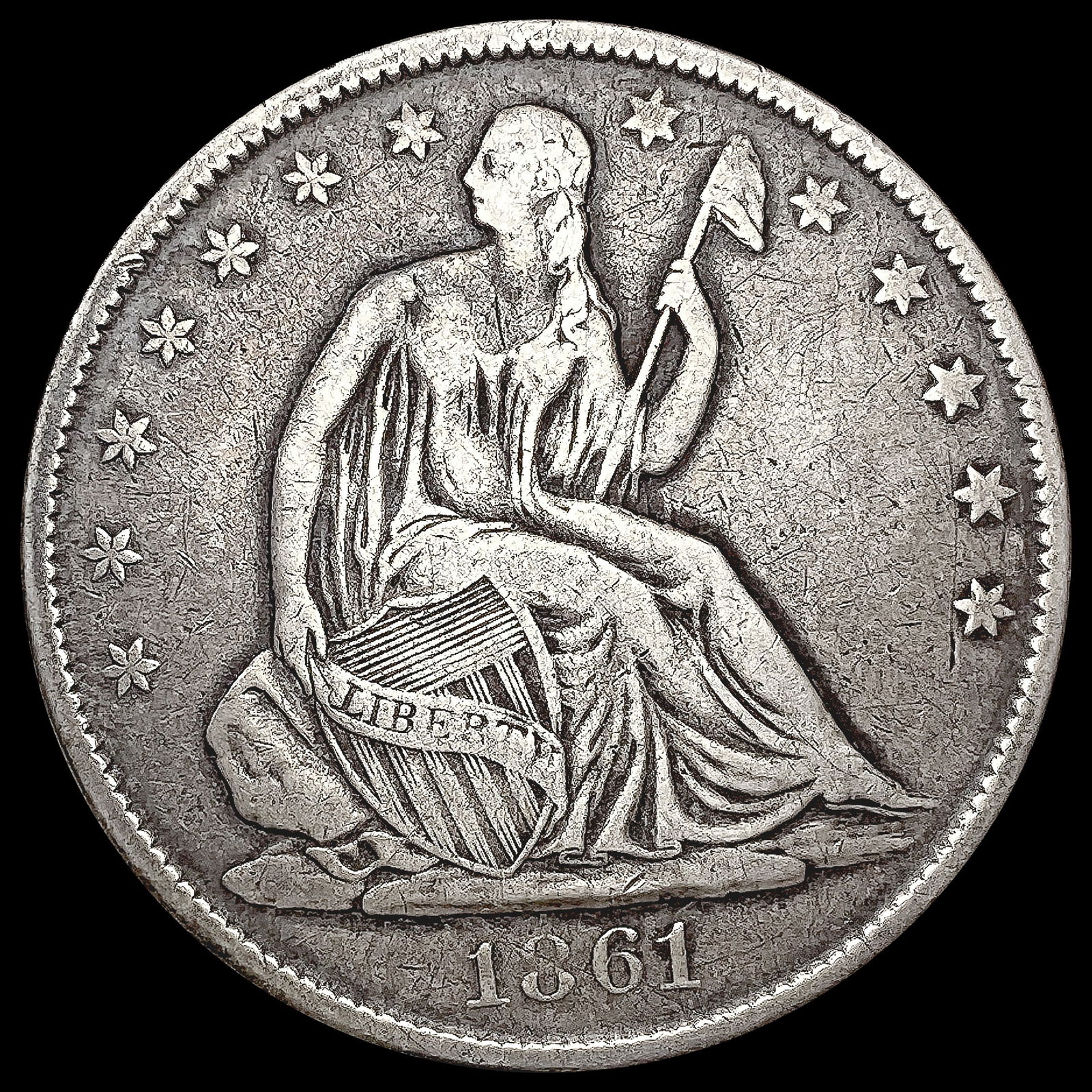 1861-O Seated Liberty Half Dollar LIGHTLY CIRCULAT (1 of 2)
