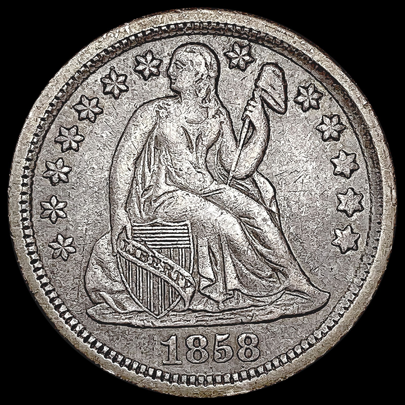 1858 Seated Liberty Dime CLOSELY UNCIRCULATED (1 of 2)