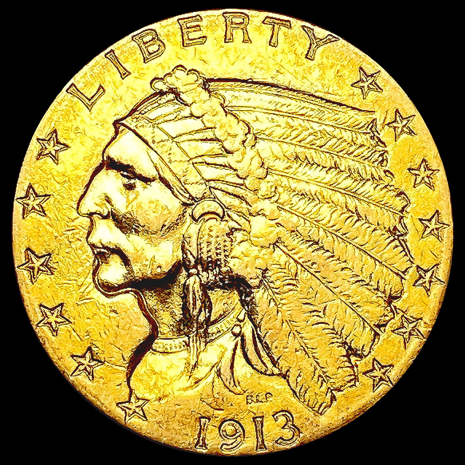 1913 $2.50 Gold Quarter Eagle CLOSELY UNCIRCULATED (1 of 2)
