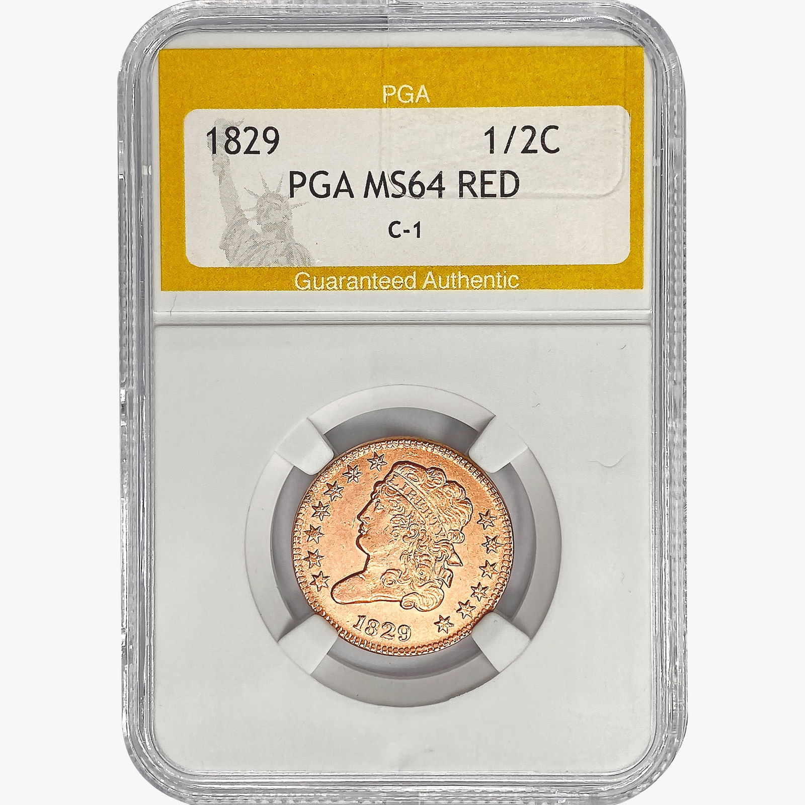 1829 Classic Head Half Cent PGA MS64 RED, C-1 (1 of 2)