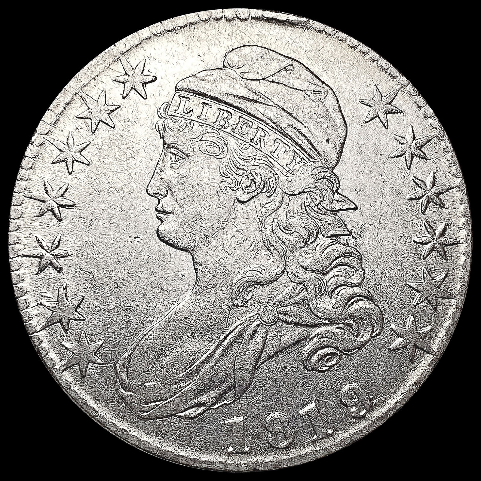 1819 Lg 9 Capped Bust Half Dollar CLOSELY UNCIRCUL (1 of 2)