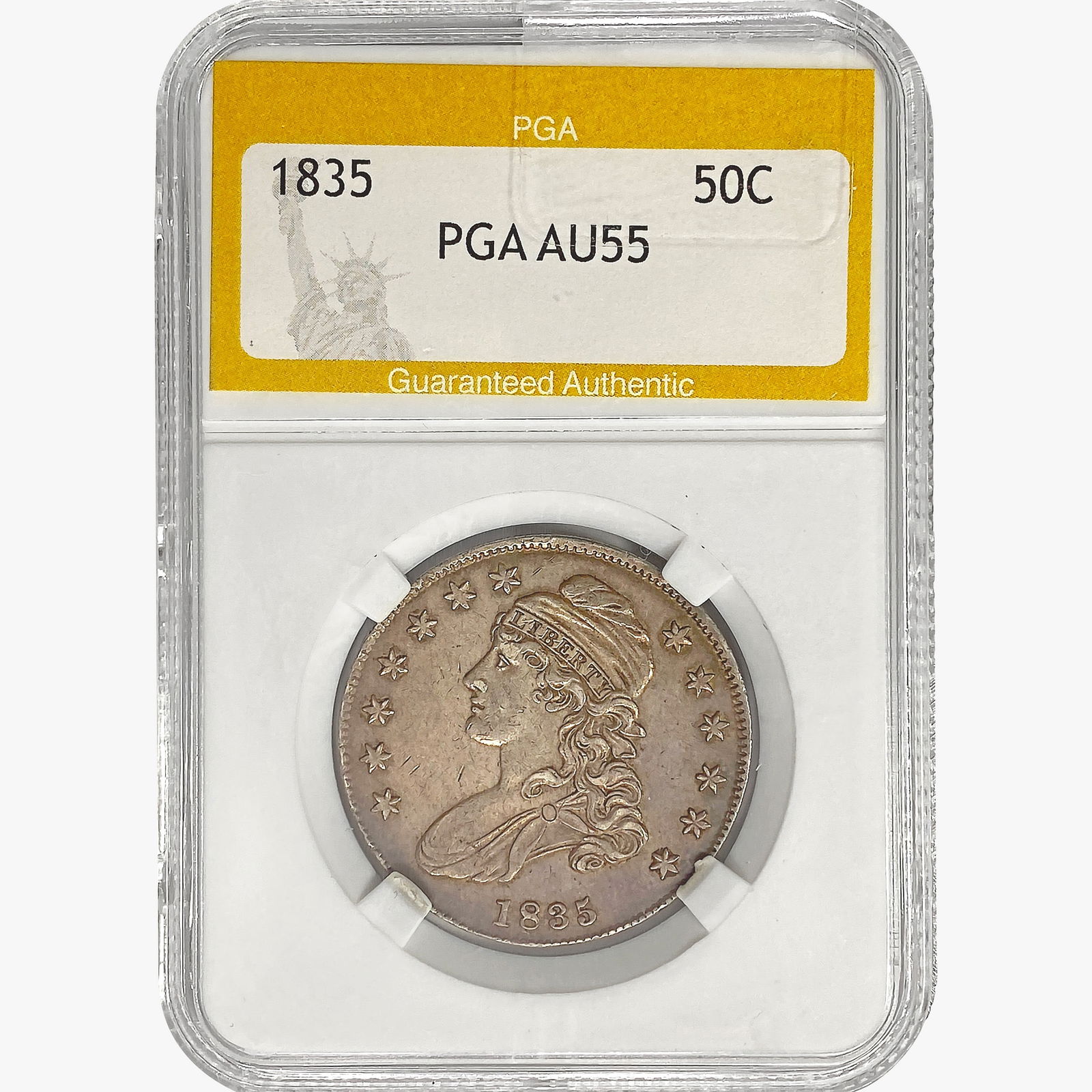 1835 Capped Bust Half Dollar PGA AU55 (1 of 2)